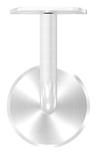 Handlaufhalter mit Handlaufanschlussplatte für Rohr 42,4mm (austauschbar), Ronde 68x5mm gewölbt, Bügel 14mm, Wandabstand 80mm, hinten M8 Innengewinde, inkl. Stockschraube M8x80, V2A