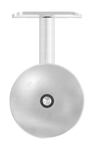 Handlaufhalter mit Handlaufanschlussplatte für Rohr 42,4mm (austauschbar), Ronde 68x5mm gewölbt, Bügel 14mm, Wandabstand 80mm, hinten M8 Innengewinde, inkl. Stockschraube M8x80, V2A