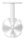 Handlaufhalter mit Handlaufanschlussplatte für Rohr 42,4mm (austauschbar), Ronde 70x5mm gewölbt, Bügel 14mm, Wandabstand 85mm, 3x6,5mm Bohrungen (Ronde und Bügel verschraubt), V2A