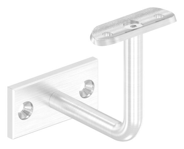 Handlaufhalter mit Handlaufanschlussplatte für Rohr 42,4mm (austauschbar), Ronde 70x35x5mm, Bügel 12mm, Wandabstand 80mm, 2x6,5mm Bohrungen gesenkt (Ronde und Bügel verschraubt), V2A