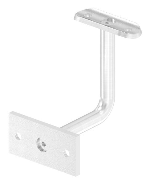 Handlaufhalter mit Handlaufanschlussplatte für Rohr 42,4mm (austauschbar), Ronde 70x35x5mm, Bügel 12mm, Wandabstand 80mm, 2x6,5mm Bohrungen gesenkt (Ronde und Bügel verschraubt), V2A