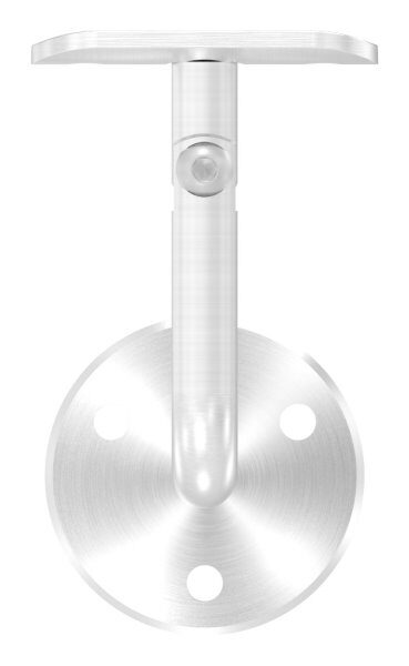 Handlaufhalter mit Gelenk inkl. Handlaufanschlussplatte für Rohr 42,4mm (austauschbar), Ronde 58x4mm gewölbt, Bügel 12mm, Wandabstand 84mm, 3x6,5mm Bohrungen (Ronde und Bügel verschraubt), V2A