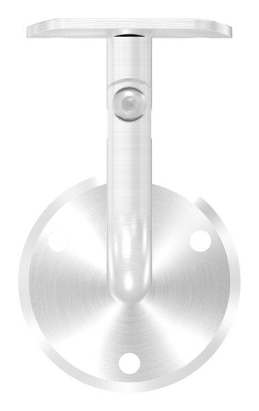 Handlaufhalter mit Gelenk inkl. Handlaufanschlussplatte für Rohr 42,4mm (austauschbar), Ronde 68x 5mm gewölbt, Bügel 14mm, Wandabstand 84mm, 3x6,5mm Bohrungen (Ronde und Bügel verschraubt), V2A
