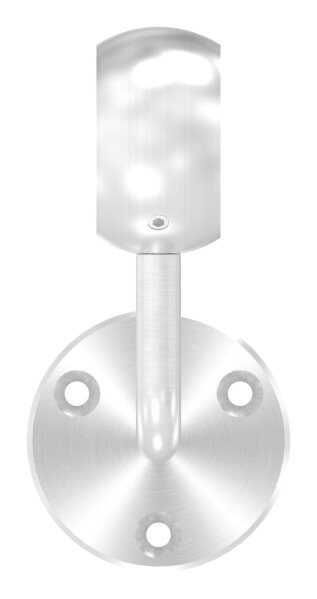 Handlaufhalter mit Kugelring für Rohr 48,3mm, Ronde 70x6mm, Bügel 14mm, Wandabstand 80mm, 3x6,5mm Bohrungen gesenkt (Ronde und Bügel verschraubt), V2A