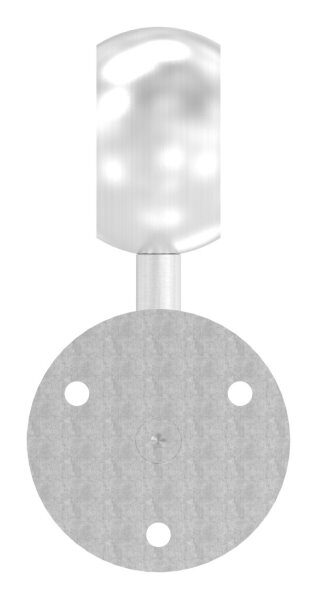 Handlaufhalter mit Kugelring für Rohr 48,3mm, Ronde 70x6mm, Bügel 14mm, Wandabstand 80mm, 3x6,5mm Bohrungen gesenkt (Ronde und Bügel verschraubt), V2A