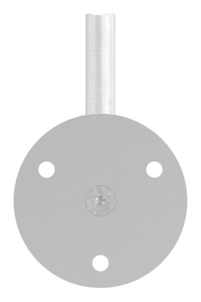 Handlaufhalter zum Anschweißen des Handlaufs, Ronde 70x4mm, Bügel 12mm, Wandabstand 80mm, 3x6,5mm Bohrungen (Ronde und Bügel verschraubt), V2A