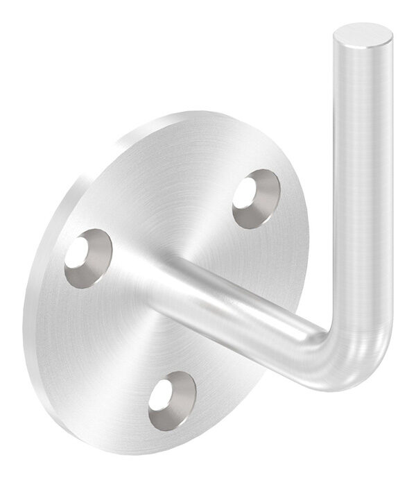 Handlaufhalter zum Anschweißen des Handlaufs, Ronde 70x4mm, Bügel 12mm, Wandabstand 62mm, 3x6,5mm Bohrungen gesenkt (Ronde und Bügel verschraubt), V2A