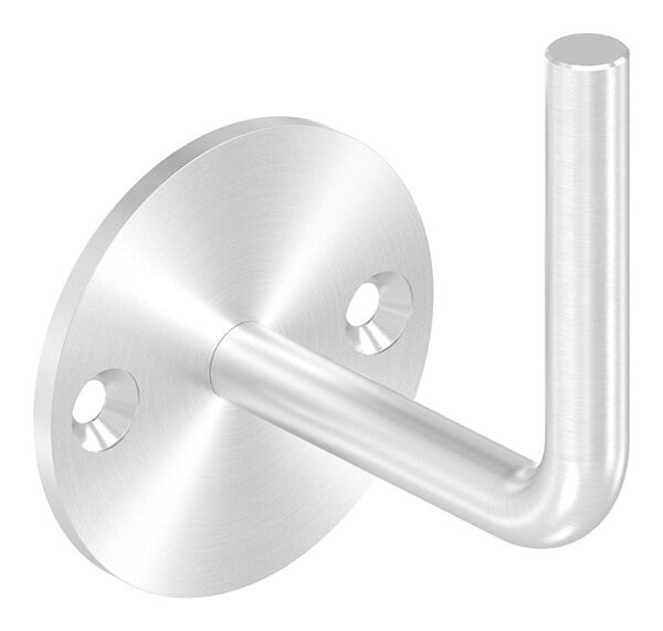 Handlaufhalter zum Anschweißen des Handlaufs, Ronde 70x4mm, Bügel 12mm, Wandabstand 79mm, 2x6,5mm Bohrungen gesenkt (Ronde und Bügel verschraubt), V2A