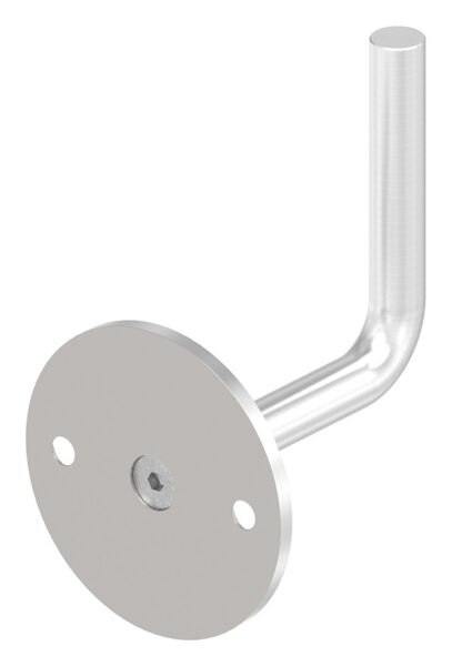 Handlaufhalter zum Anschweißen des Handlaufs, Ronde 70x4mm, Bügel 12mm, Wandabstand 79mm, 2x6,5mm Bohrungen gesenkt (Ronde und Bügel verschraubt), V2A