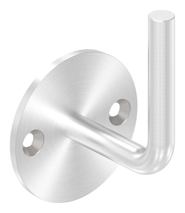 Handlaufhalter zum Anschweißen des Handlaufs, Ronde 70x4mm, Bügel 12mm, Wandabstand 62mm, 2x6,5mm Bohrungen gesenkt (Ronde und Bügel verschraubt)t, V2A