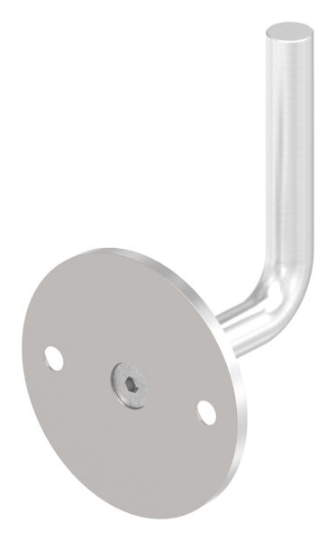 Handlaufhalter zum Anschweißen des Handlaufs, Ronde 70x4mm, Bügel 12mm, Wandabstand 62mm, 2x6,5mm Bohrungen gesenkt (Ronde und Bügel verschraubt)t, V2A