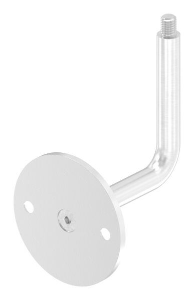 Handlaufhalter mit oben Außengewinde M8, Ronde 70x4mm, Bügel 12mm, Wandabstand 79mm, 2x6,5mm Bohrungen gesenkt (Ronde und Bügel verschraubt), V2A