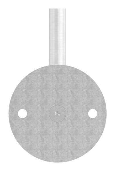 Handlaufhalter mit oben Innengewinde M6, Ronde 70x4mm, Bügel 12mm, Wandabstand 80mm, 2x6,5mm Bohrungen gesenkt (Ronde und Bügel verschraubt), V2A
