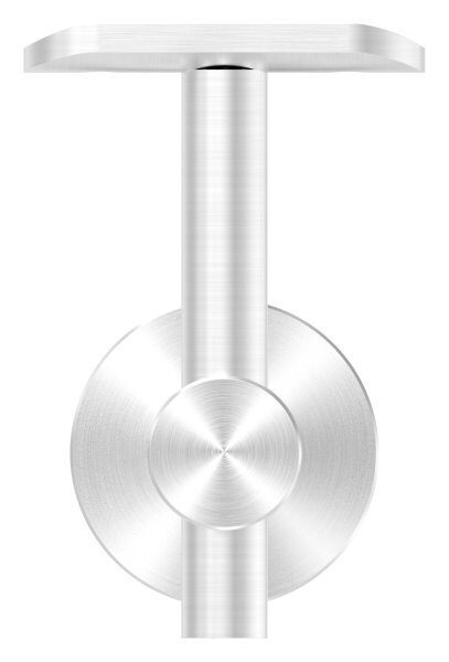 Handlaufhalter zum Befestigen an Glas (max. Dicke:  25,52mm) mit Handlaufanschlussplatte für Rohr 42,4mm (austauschbar), Bügel 25mm, Stift 14mm, empfohlene Glasbohrung: 13mm, Wandabstand 82mm, Gegenplatte mit M8 Gewinde, V2A