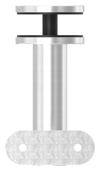 Handlaufhalter zum Befestigen an Glas (max. Dicke:  25,52mm) mit Gelenk inkl. Handlaufanschlussplatte gerade (nicht austauschbar), Bügel 25mm, Stift 14mm, empfohlene Glasbohrung: 13mm, Wandabstand 82mm, Gegenplatte mit M8 Gewinde, V2A