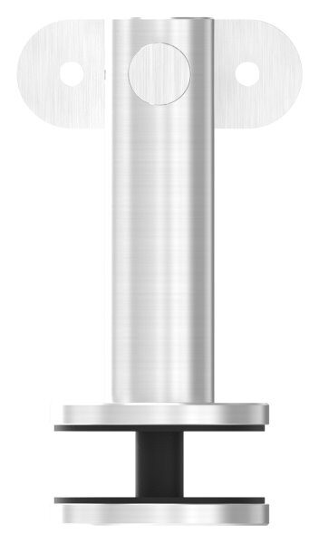 Handlaufhalter zum Befestigen an Glas (max. Dicke:  25,52mm) mit Gelenk inkl. Handlaufanschlussplatte gerade (nicht austauschbar), Bügel 25mm, Stift 14mm, empfohlene Glasbohrung: 13mm, Wandabstand 82mm, Gegenplatte mit M8 Gewinde, V2A