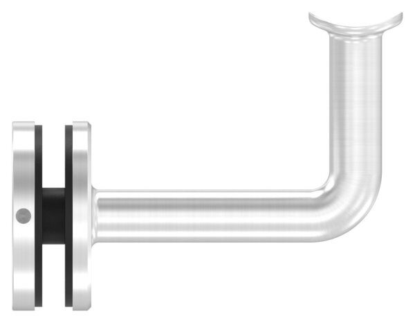 Handlaufhalter zum Befestigen an Glas (8,00 - 21,52mm) Handlaufanschlussplatte für Rohr 42,4mm, Bügel 14mm, empfohlene Glasbohrung: 20mm, Wandabstand 77mm, V4A