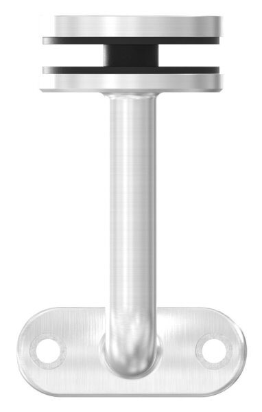 Handlaufhalter zum Befestigen an Glas (8,00 - 21,52mm) Handlaufanschlussplatte für Rohr 42,4mm, Bügel 14mm, empfohlene Glasbohrung: 20mm, Wandabstand 77mm, V4A