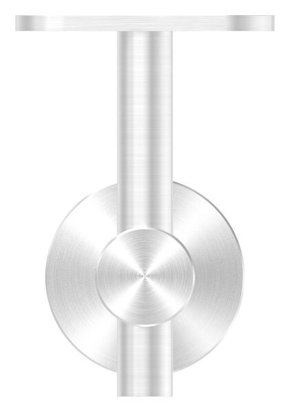 Handlaufhalter mit Handlaufanschlussplatte für Rohr gerade (austauschbar), Bügel 25mm, Stift 14mm, Wandabstand 80mm, Ronde Ø 50mm mit Innengewinde M8, V2A