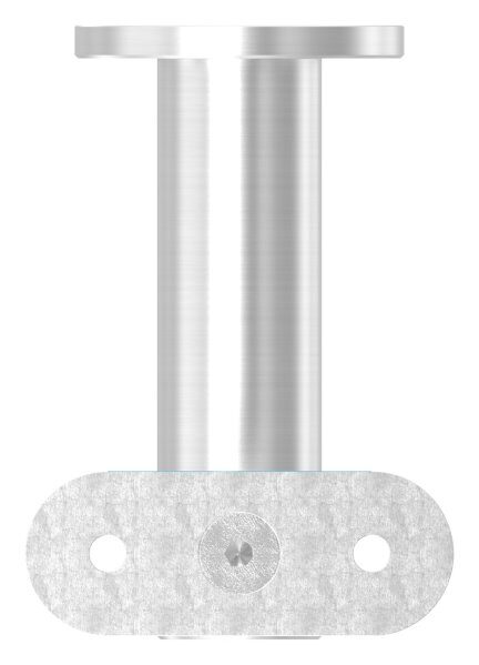 Handlaufhalter mit Handlaufanschlussplatte für Rohr gerade (austauschbar), Bügel 25mm, Stift 14mm, Wandabstand 80mm, Ronde Ø 50mm mit Innengewinde M8, V2A