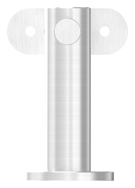 Handlaufhalter mit Handlaufanschlussplatte für Rohr gerade (austauschbar), Bügel 25mm, Stift 14mm, Wandabstand 80mm, Ronde Ø 50mm mit Innengewinde M8, V2A