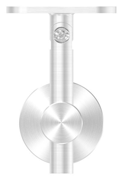 Handlaufhalter mit Gelenk inkl. Handlaufanschlussplatte für Rohr gerade (nicht austauschbar), Bügel 25mm, Stift 14mm, Wandabstand 80mm, Ronde Ø 50mm mit Innengewinde M8, V2A