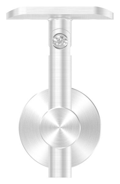 Handlaufhalter mit Gelenk inkl. Handlaufanschlussplatte für Rohr 42,4mm (nicht austauschbar), Bügel 25mm, Stift 14mm, Wandabstand 80mm, Ronde Ø 50mm mit Innengewinde M8, V2A