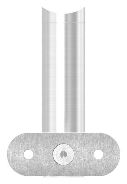 Handlaufhalter mit Handlaufanschlussplatte für Rohr 42,4mm (austauschbar), Anschluss 42,4mm, Bügel 25mm, Stift 14mm, Wandabstand 80mm, ohne Befestigungsschraube (kann mit M6 oder M8 Senkkopfschraube ISO 10642 befestigt werden, Mindestlänge: 35mm), V2A