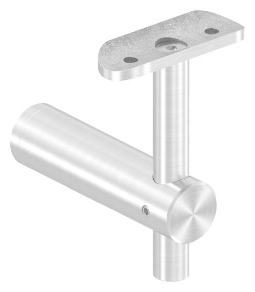 Handlaufhalter mit Handlaufanschlussplatte für Rohr 42,4mm (austauschbar), Anschluss flach, Bügel 25mm, Stift 14mm, Wandabstand 80mm, ohne Befestigungsschraube (kann mit M6 oder M8 Senkkopfschraube ISO 10642 befestigt werden, Mindestlänge: 35mm), V2A