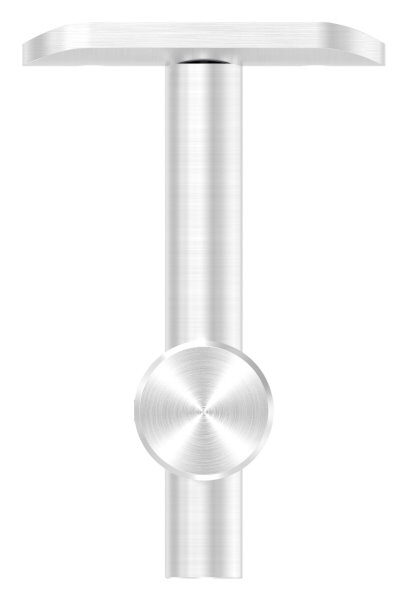 Handlaufhalter mit Handlaufanschlussplatte für Rohr 42,4mm (austauschbar), Anschluss flach, Bügel 25mm, Stift 14mm, Wandabstand 80mm, ohne Befestigungsschraube (kann mit M6 oder M8 Senkkopfschraube ISO 10642 befestigt werden, Mindestlänge: 35mm), V2A