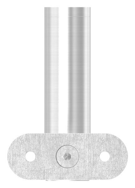 Handlaufhalter mit Handlaufanschlussplatte gerade (austauschbar), Anschluss flach, Bügel 25mm, Stift 14mm, Wandabstand 80mm, ohne Befestigungsschraube (kann mit M6 oder M8 Senkkopfschraube ISO 10642 befestigt werden, Mindestlänge: 35mm), V2A