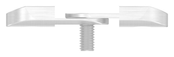 Handlaufanschlussplatte verstellbar, 63x25x4mm, für Rohr 42,4mm, 3x6,5mm Bohrungen, Mittelbohrung gesenkt für M6, mit Schraube DIN 7991 / ISO 10642  M6x14, V4A
