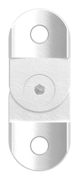Handlaufanschlussplatte verstellbar, 63x25x4mm, für Rohr 42,4mm, 3x6,5mm Bohrungen, Mittelbohrung gesenkt für M6, mit Schraube DIN 7991 / ISO 10642  M6x14, V4A