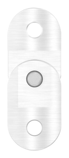 Handlaufanschlussplatte verstellbar, 63x25x4mm, für Rohr 42,4mm, 3x6,5mm Bohrungen, Mittelbohrung gesenkt für M6, mit Schraube DIN 7991 / ISO 10642  M6x14, V4A