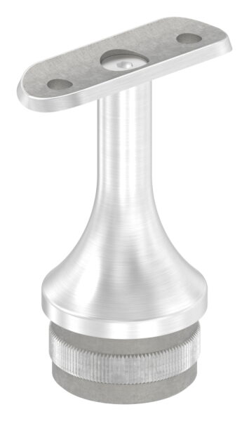 Rohrabschlussstopfen mit Handlaufanschlussplatte aus einem Teil, für Rohr 42,4x2,0mm, zum Einschlagen, Stift nach oben hin auf 14mm zulaufend, Handlaufanschlussplatte für Rohr 42,4mm, H: 68mm, V2A