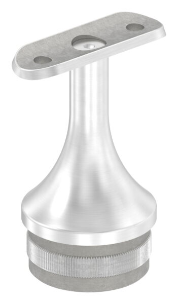 Rohrabschlussstopfen mit Handlaufanschlussplatte aus einem Teil, für Rohr 48,3x2,0mm, zum Einschlagen, Stift nach oben hin auf 14mm zulaufend, Handlaufanschlussplatte für Rohr 42,4mm, H: 68mm, V2A