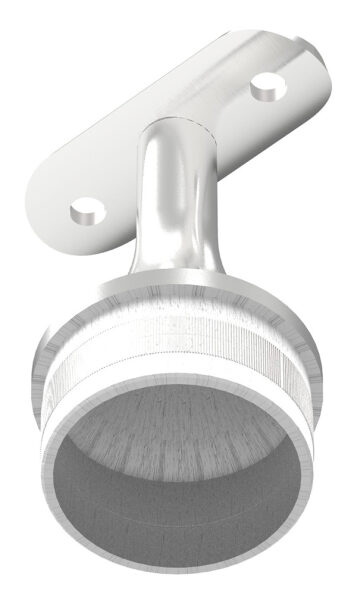 Rohrabschlussstopfen mit Handlaufanschlussplatte aus einem Teil, für Rohr 48,3x2,0mm, zum Einschlagen, Stift nach oben hin auf 14mm zulaufend, Handlaufanschlussplatte für Rohr 42,4mm, H: 68mm, V2A