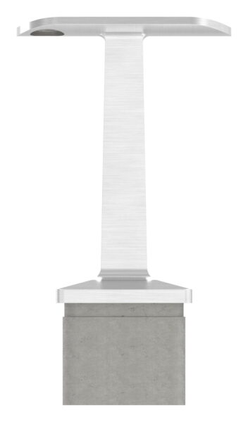 Rohrabschlussstopfen mit Stift aus einem Teil, für Rohr 40x40x2mm, mit Handlaufanschlussplatte für Rohr 42,4mm mit versetzten Bohrungen, H: 81mm, V2A