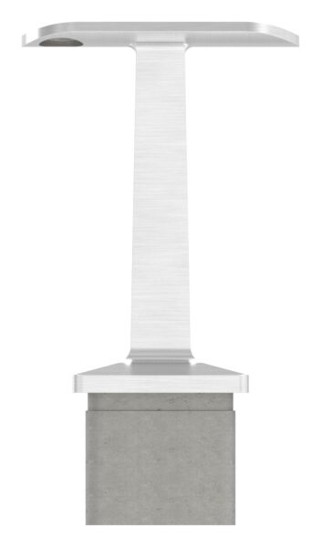 Rohrabschlussstopfen mit Stift aus einem Teil, für Rohr 40x40x3mm, mit Handlaufanschlussplatte für Rohr 42,4mm mit versetzten Bohrungen, H: 81mm, V2A