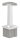 Rohrabschlussstopfen mit Stift aus einem Teil, für Rohr 40x40x2mm, mit Handlaufanschlussplatte für Rohr 42,4mm 90°, H: 81mm, V2A