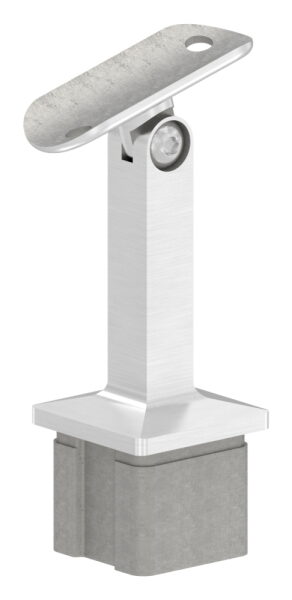 Rohrabschlussstopfen mit Gelenkstift aus einem Teil, für Rohr 40x40x3mm, mit Handlaufanschlussplatte für Rohr 42,4mm, H: 81mm, V2A