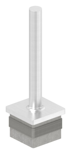 Stopfen mit Stift aus einem Teil, für Rohr 40 x 40 x 2,0mm, Höhe: 105mm, V2A