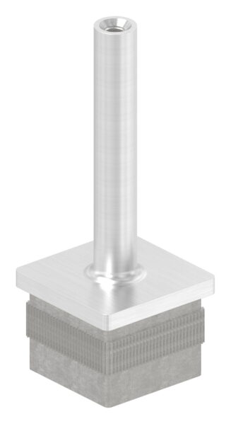 Stopfen mit Stift aus einem Teil, für Rohr 40 x 40 x 2,0mm, Höhe: 80mm, mit M6 Innengewinde, V2A