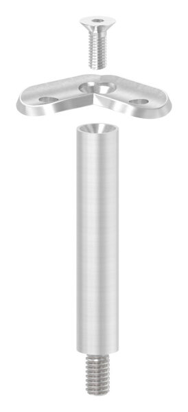 Stift Ø 14mm mit 90° Handlaufanschlussplatte für Rohr 42,4mm, H: 78mm, V2A