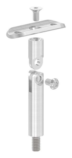 Gelenkstift mit Handlaufanschlussplatte, Stift Ø 14mm, Handlaufanschlussplatte für Rohr 33,7mm, H: 78mm, V2A