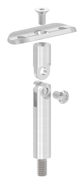 Gelenkstift mit Handlaufanschlussplatte, Stift Ø 14mm, Handlaufanschlussplatte für Rohr 42,4mm, H: 78mm, V2A