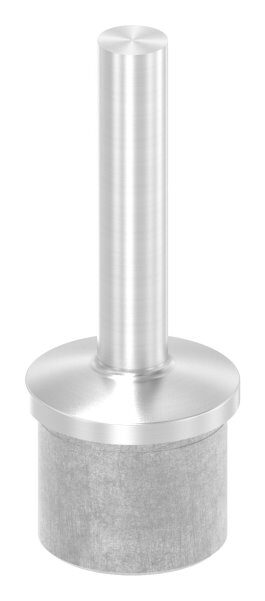 Rohrabschlussstopfen mit Stift aus einem Teil, für Rohr 42,4x2,5mm, zum Einkleben, Stift Ø 14mm, oben zum Anschweißen, H: 80mm, V4A