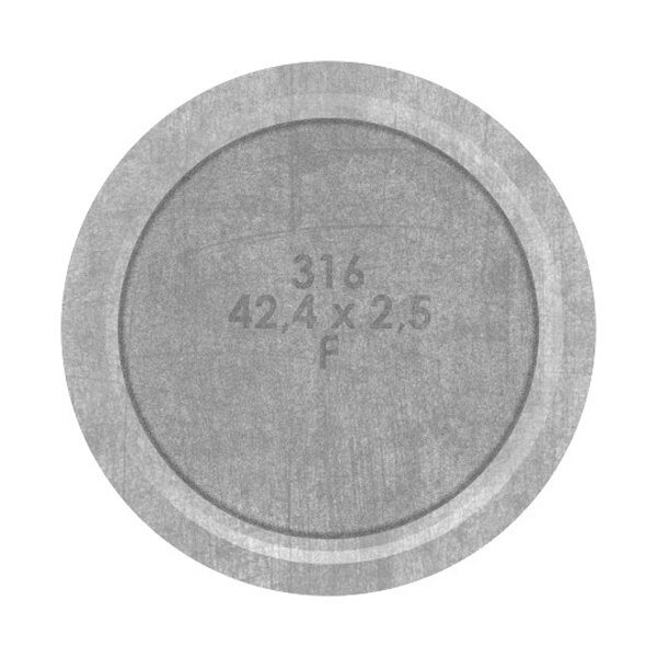 Rohrabschlussstopfen mit Stift aus einem Teil, für Rohr 42,4x2,5mm, zum Einkleben, Stift Ø 14mm, oben zum Anschweißen, H: 80mm, V4A