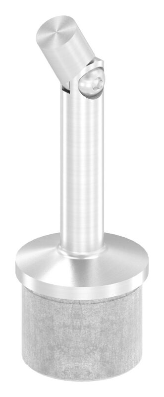 Rohrabschlussstopfen mit Gelenkstift aus einem Teil, für Rohr 42,4x2,0mm, zum Einkleben, Stift Ø 14mm, oben zum Anschweißen, H: 80mm, V2A