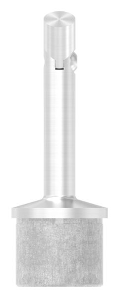 Rohrabschlussstopfen mit Gelenkstift aus einem Teil, für Rohr 42,4x2,0mm, zum Einkleben, Stift Ø 14mm, oben zum Anschweißen, H: 80mm, V2A